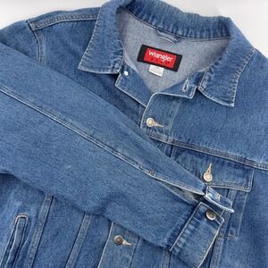 Wrangler HERO Denim Jacket Mens L Blue‎ Jean Trucker Coat Classic Casual